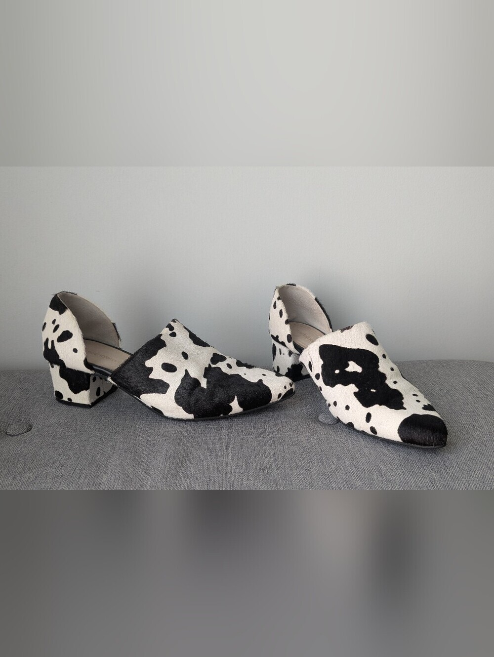 Cow Print Leather Block Heel Western Mule Sz 7 Printed Western Cowgirl Bootie